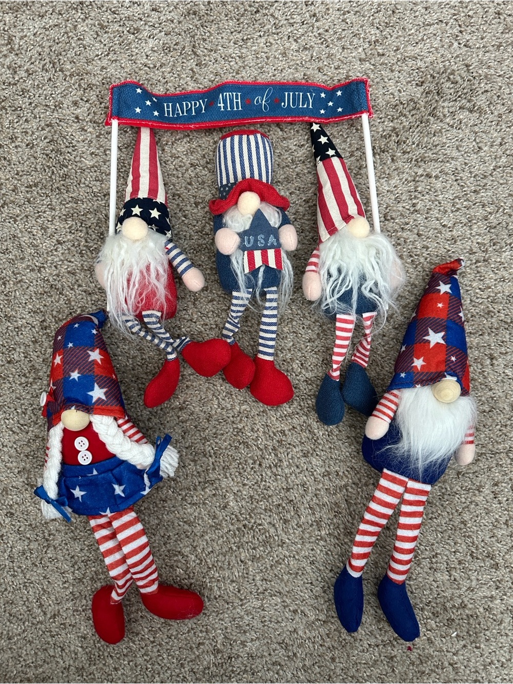 Patriotic 4th of July Gnome Set - Red, White & Blue